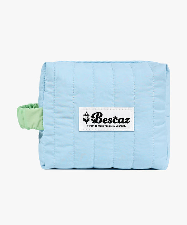 Custom Fresh candy blue  quilted Makeup Bag small Cosmetic Organizer Portable Travel Toiletry Pouch