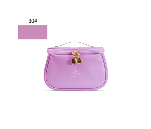 DIADIA Custom Logo PU Leather Travel Toiletry Cosmetic Makeup Carry Bag Organizer for Women Girls  (PURPLE))