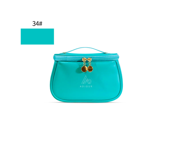 DIADIA Custom Logo Portable PU Leather Makeup Bag & Organizer With Large Capacity Tiffany blue
