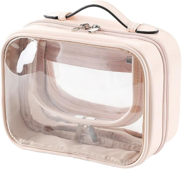 DIADIA custom Nylon Transparent Makeup bag Double Travel Cosmetic bags Case Waterproof Toiletries Bag Large Capacity Open Storage bag Organizer for Women and Girls